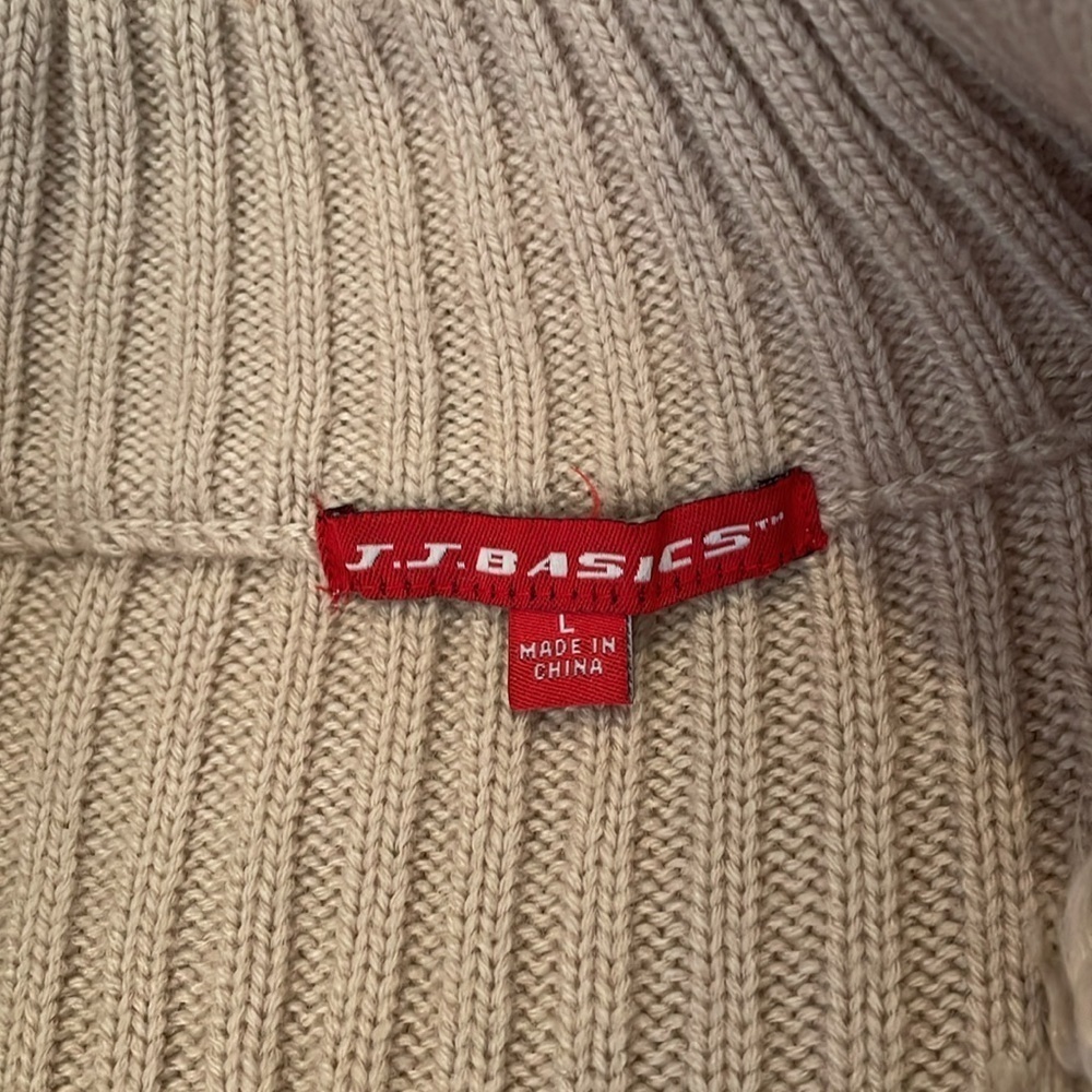 J. J. Basics Tan Mixed Fabric Zip Up. Large - Picture 3 of 7